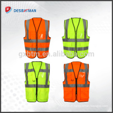 Gilet durable de gilet de sécurité de visibilité élevée avec la bande réfléchissante EN20471 et poches multiples